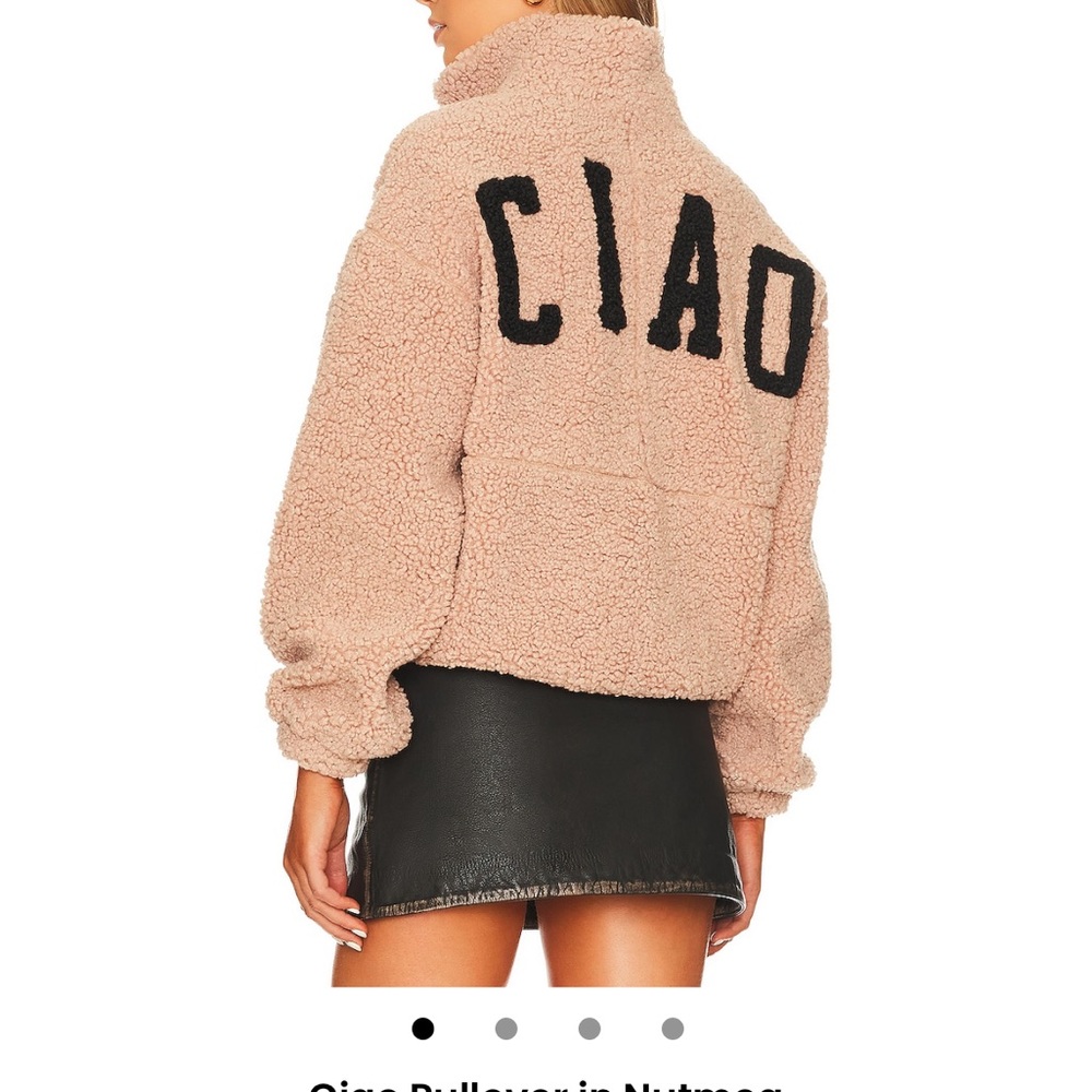 LPA Teddy Jacket in Tan with Black Lettering ciao